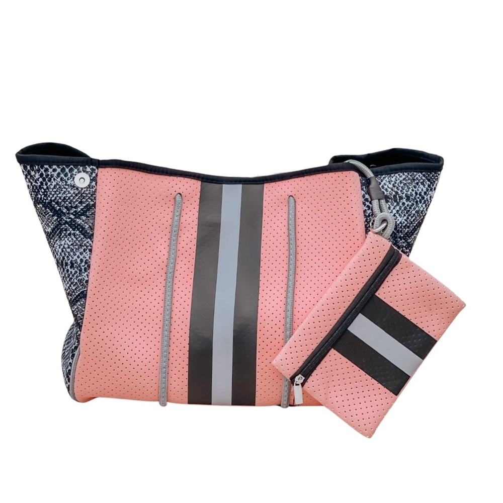 NWT Pink & Snakeskin Neoprene Tote Bag